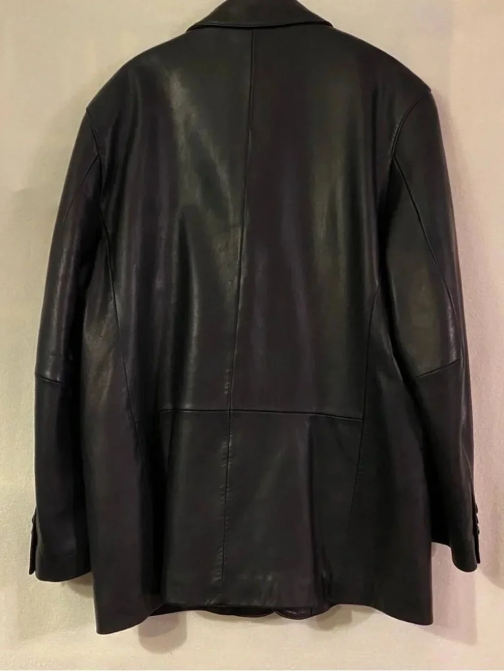 Vintage Y2K Ralph Ralph Lauren black lambs leather 44R suit jacket blazer